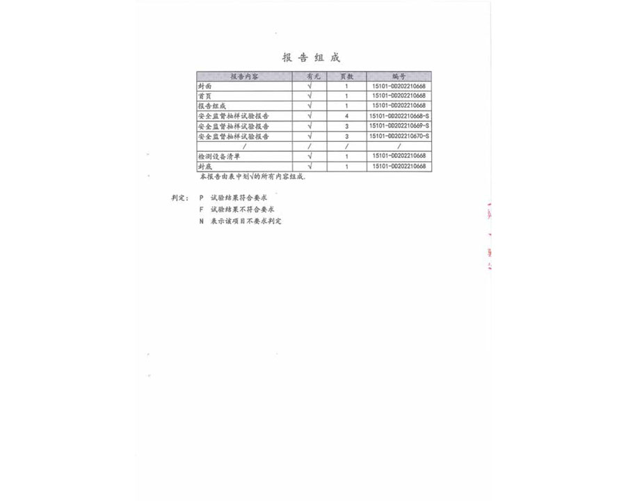 安全監督抽樣試驗報告