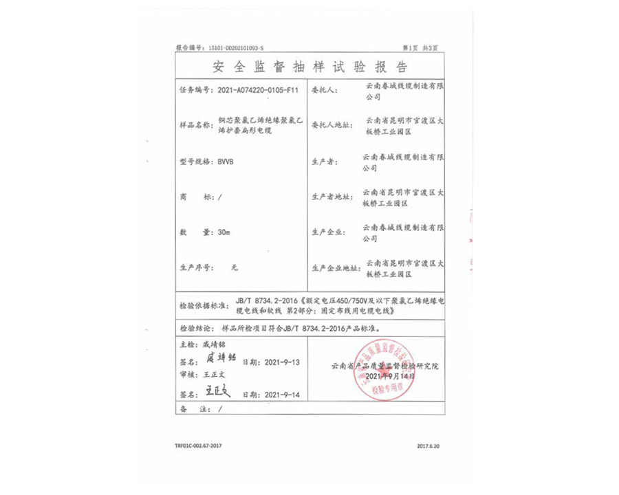 安全監督抽樣試驗報告